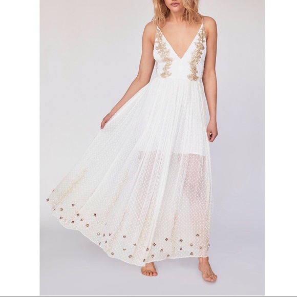 Free People Dresses & Skirts - Free People white So Embellished Maxi Dress Sz 4